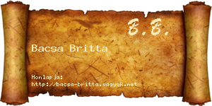 Bacsa Britta névjegykártya